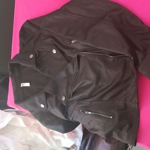 $10 add on - fabric with sheen black moto jacket